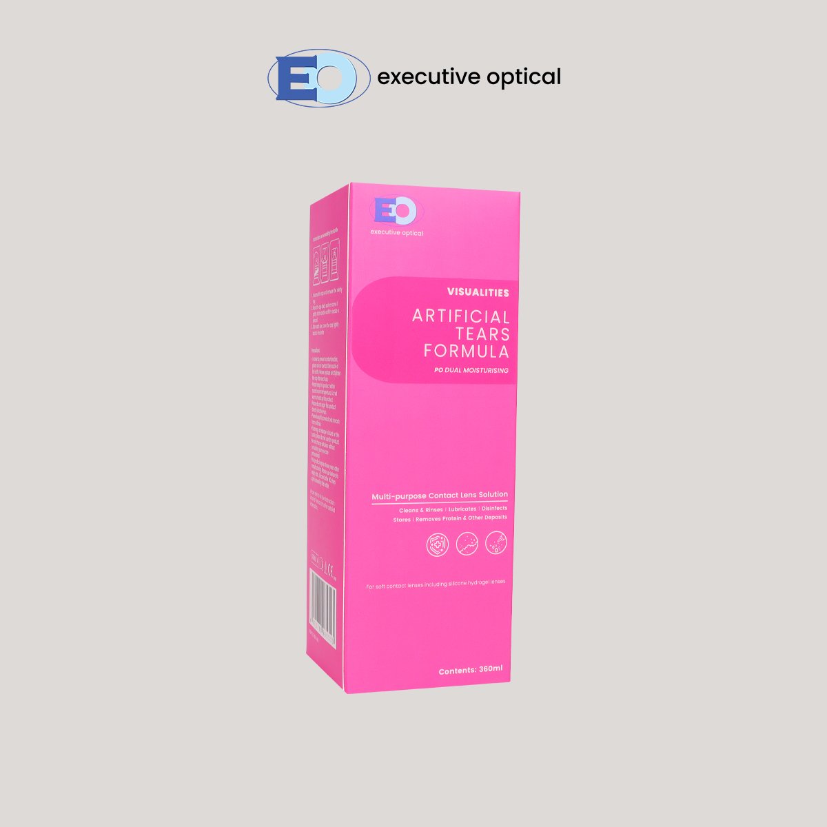 VISUALITIES ARTIFICIAL TEARS MULTI-PURPOSE SOLUTION 360ML SIDE