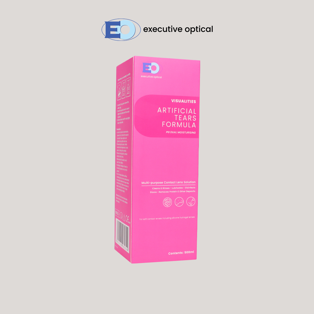 VISUALITIES ARTIFICIAL TEARS MULTI PURPOSE SOLUTION 500ML SIDE
