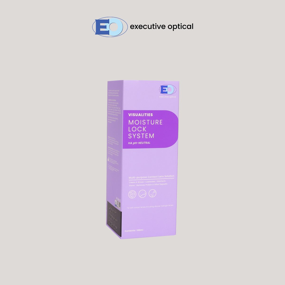 VISUALITIES MOISTURE LOCK MULTI-PURPOSE SOLUTION 100ML SIDE