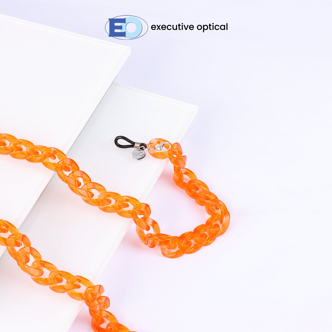 1 COVER PHOTO - EYEGLASSES CORD E008 CLEAR ACRYLIC 293 ORANGE