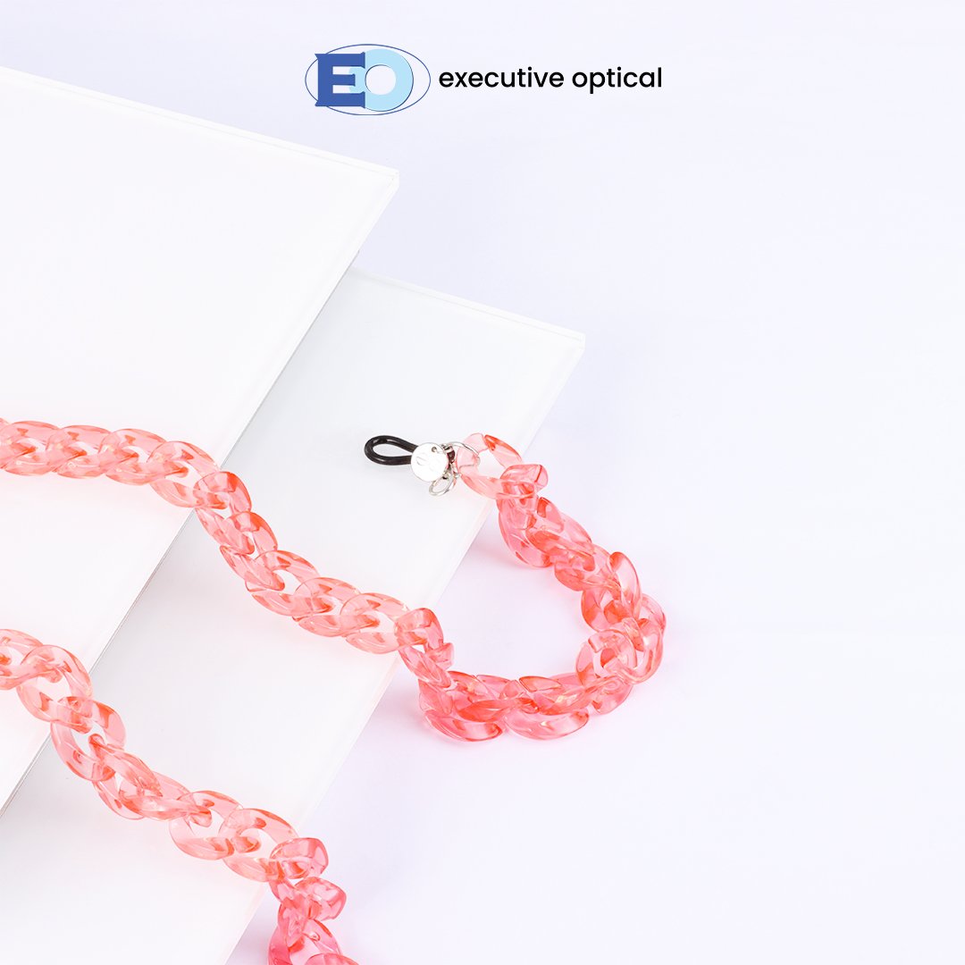 1 COVER PHOTO - EYEGLASSES CORD E008 CLEAR ACRYLIC 293 RED