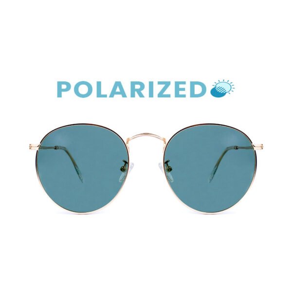A pair of Baites M. Gold sunglasses with polarized lenses