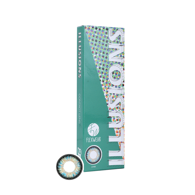 FLEXWEAR_ILLUSSIONS_CYAN_BOX_WEBSITE Flexwear Illusions Cyan Contact Lens