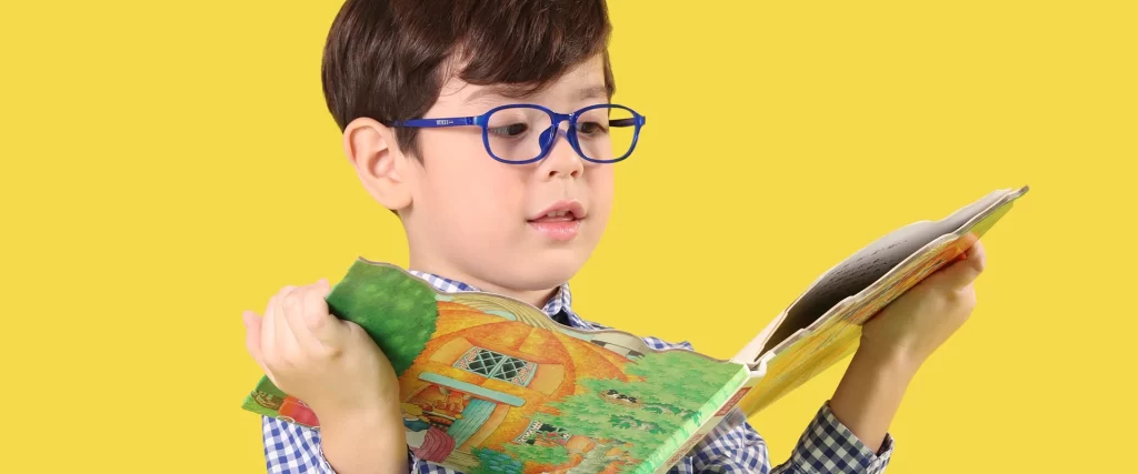 Kid Reading Book - Glasses Protect Your Eyes
