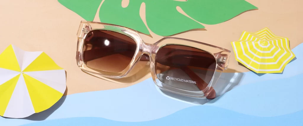 Sunglasses in blue background