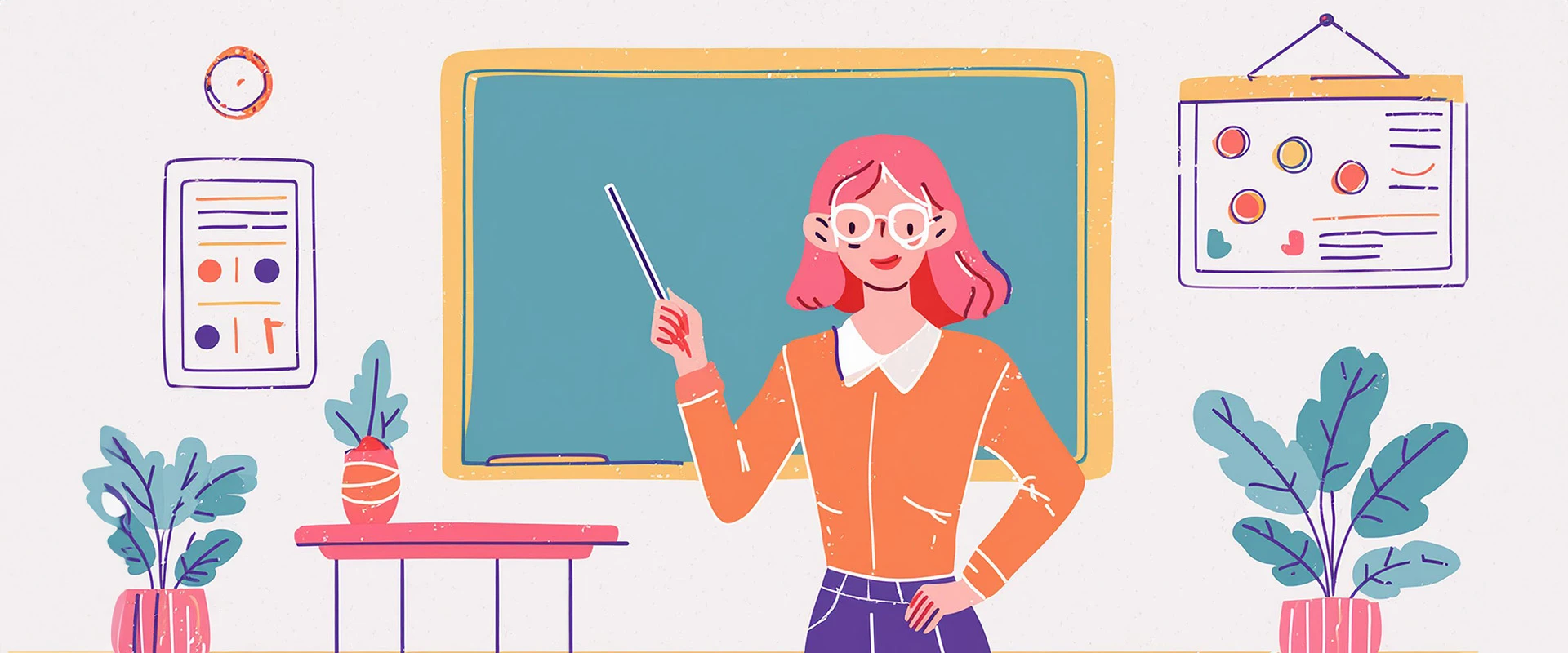 A teacher wearing eyeglasses